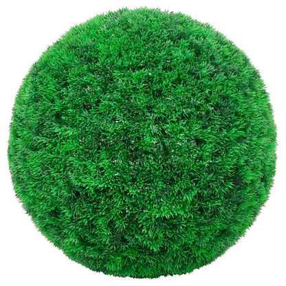 Set of 2 Artificial Boxwood Balls with Solar-Powered LED Lights, 52 cm in green, perfect for brightening up gardens, patios, and living spaces.