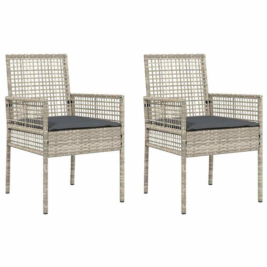 Garden Chair 2 pcs Light Grey 55 x 53 x 85 cm Poly Rattan