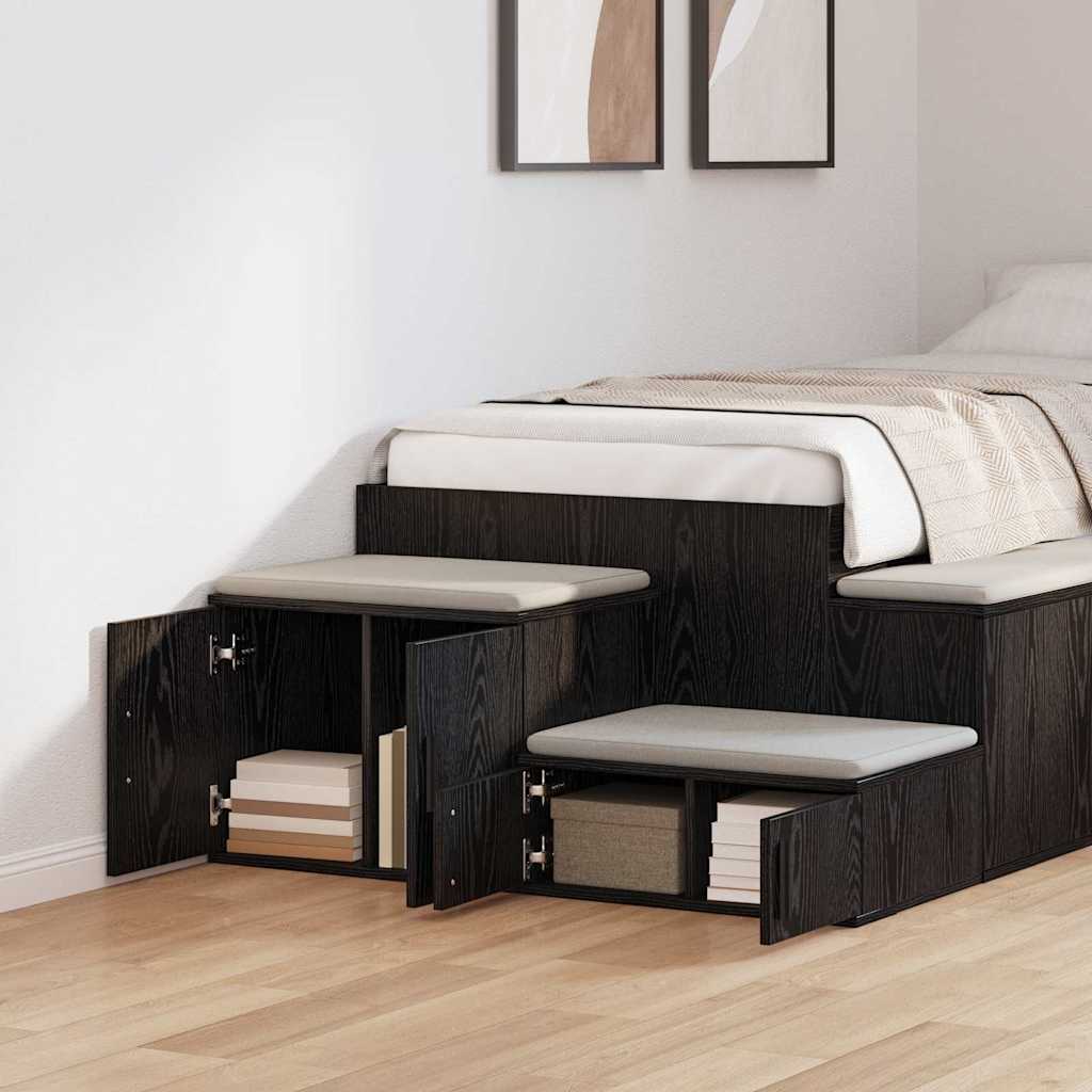 Black Storage Cabinet, 103x41x40 cm, Made of Engineered Wood