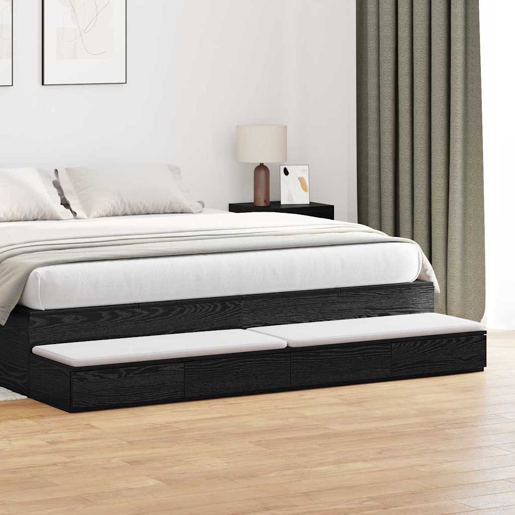 Bed Drawers Black Oak 200 x 36.5 x 16.5 cm Engineered Wood