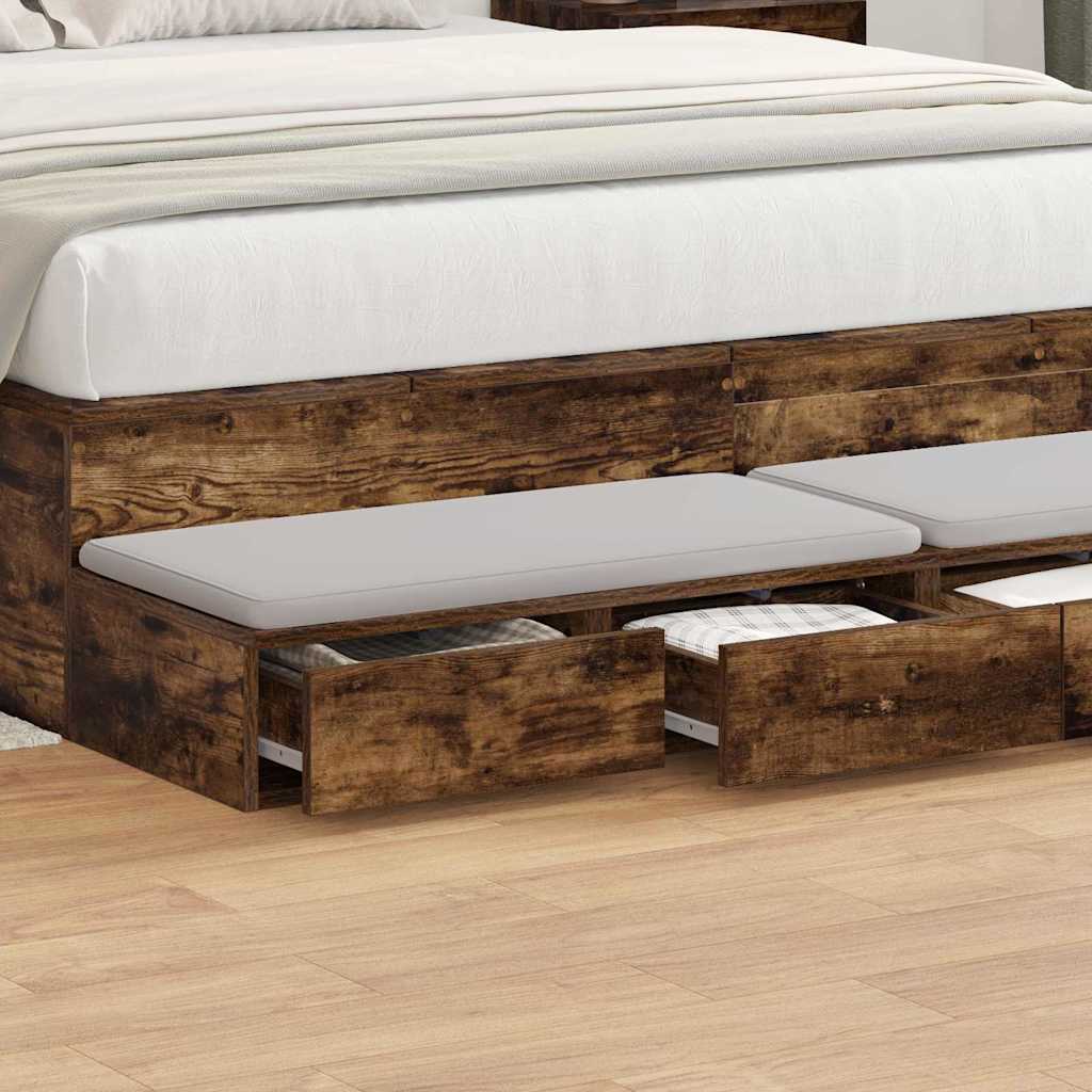 Bed Drawers Smoked Oak 140 x 36.5 x 16.5 cm Engineered Wood