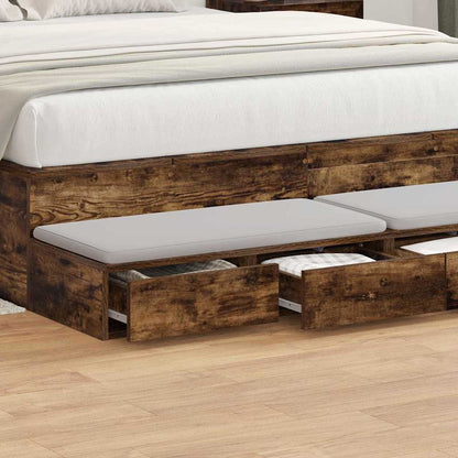 Bed Drawers Smoked Oak 140 x 36.5 x 16.5 cm Engineered Wood