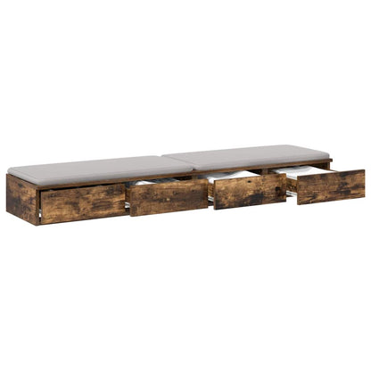 Bed Drawers Smoked Oak 140 x 36.5 x 16.5 cm Engineered Wood