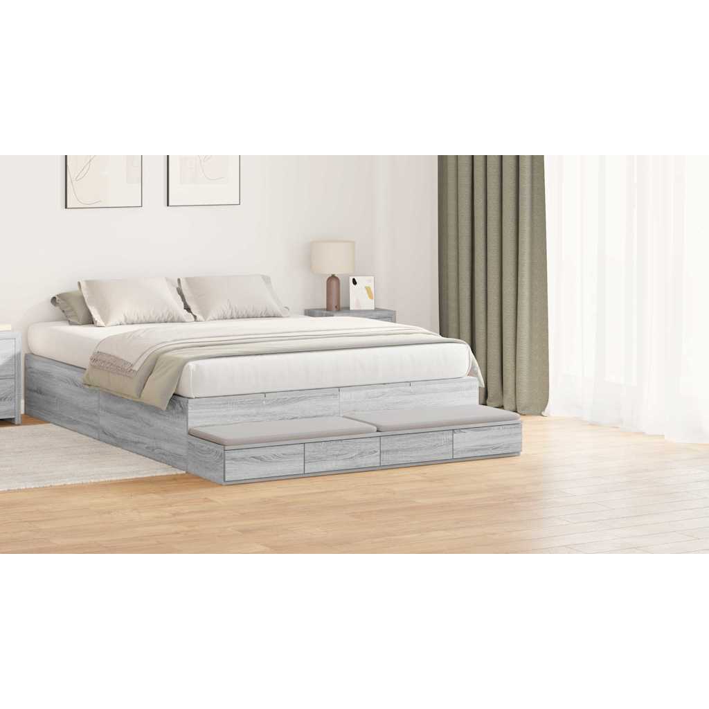 Bed Drawers Grey Sonoma 150 x 36.5 x 16.5 cm Engineered Wood