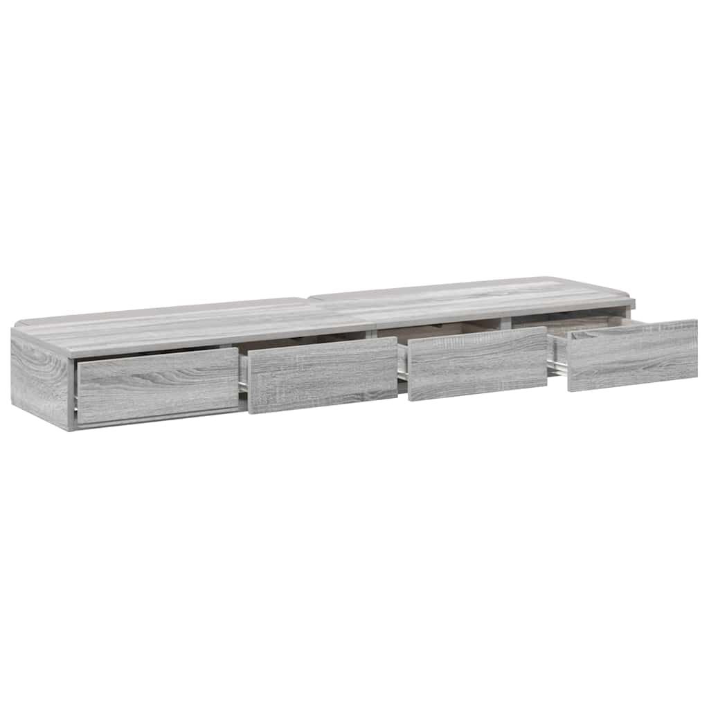 Bed Drawers Grey Sonoma 150 x 36.5 x 16.5 cm Engineered Wood