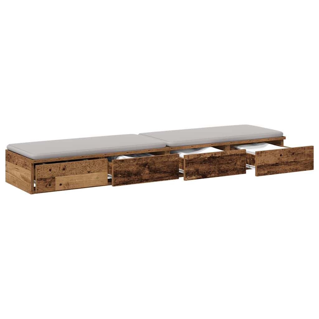 Bed Drawers Old Wood 160 x 36.5 x 16.5 cm Engineered Wood