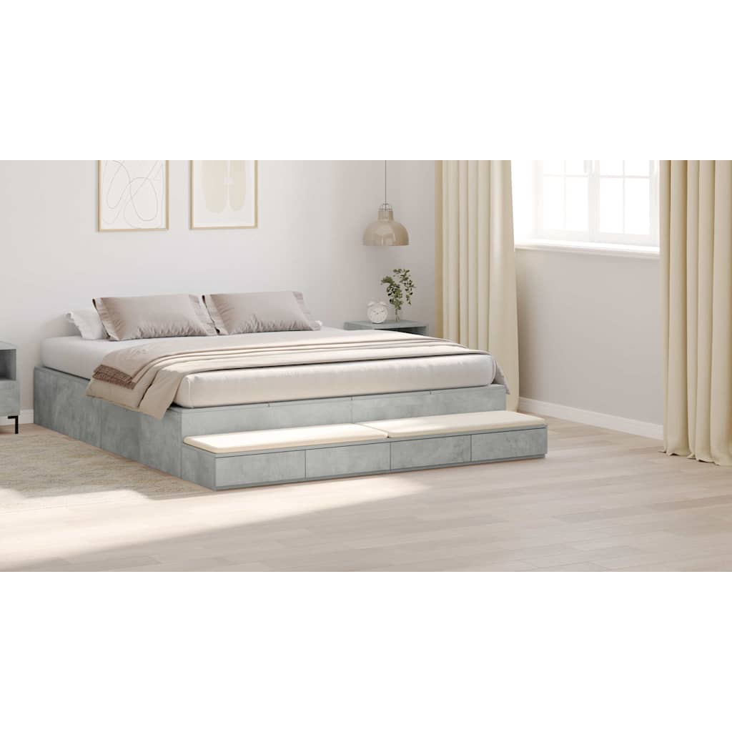 Bed Drawers Concrete Grey 180 x 36.5 x 16.5 cm Engineered Wood