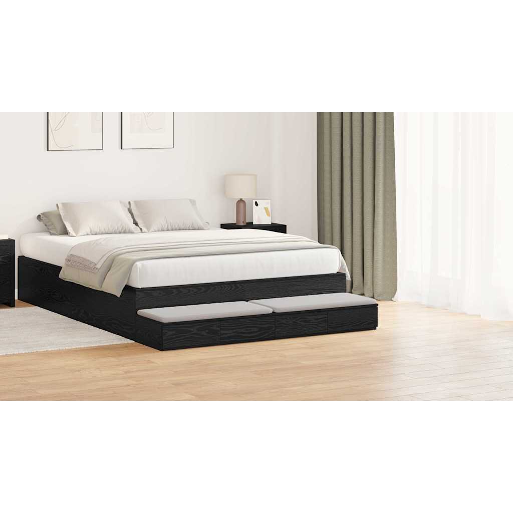 Bed Drawers Black Oak 135 x 36.5 x 16.5 cm Engineered Wood