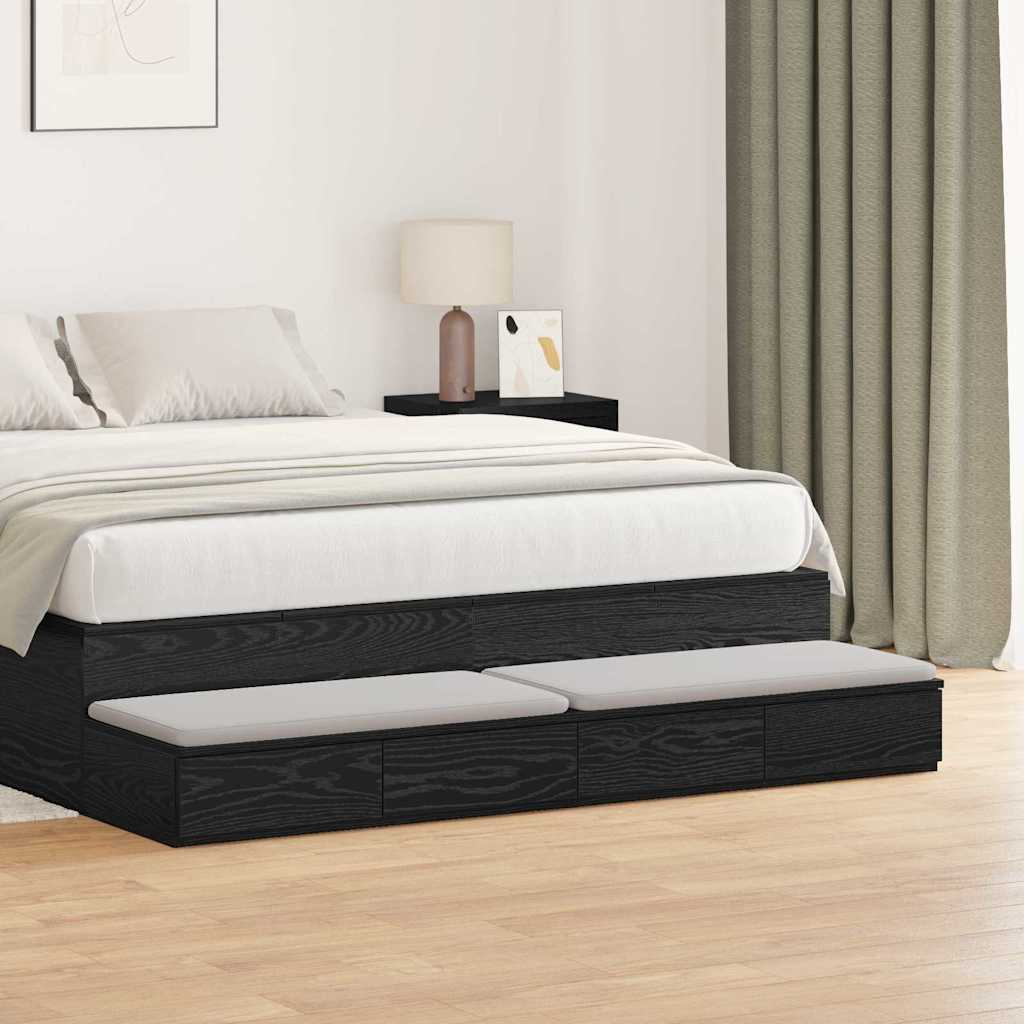 Bed Drawers Black Oak 135 x 36.5 x 16.5 cm Engineered Wood