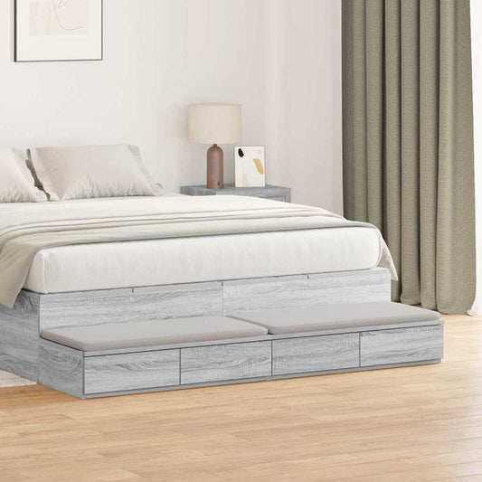 Bed Drawers Grey Sonoma 135 x 36.5 x 16.5 cm Engineered Wood
