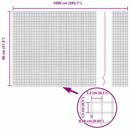 Welded Wire Fence Grey 0.8 x 10 m