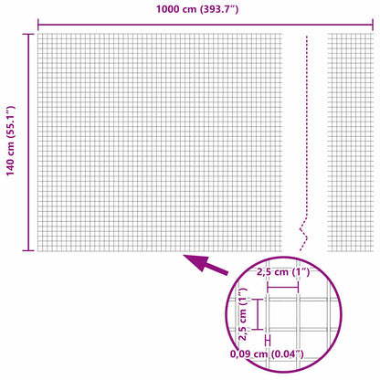 Welded Wire Fence Grey 1.4 x 10 m