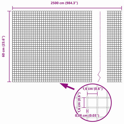 Welded Wire Fence Grey 0.6 x 25 m