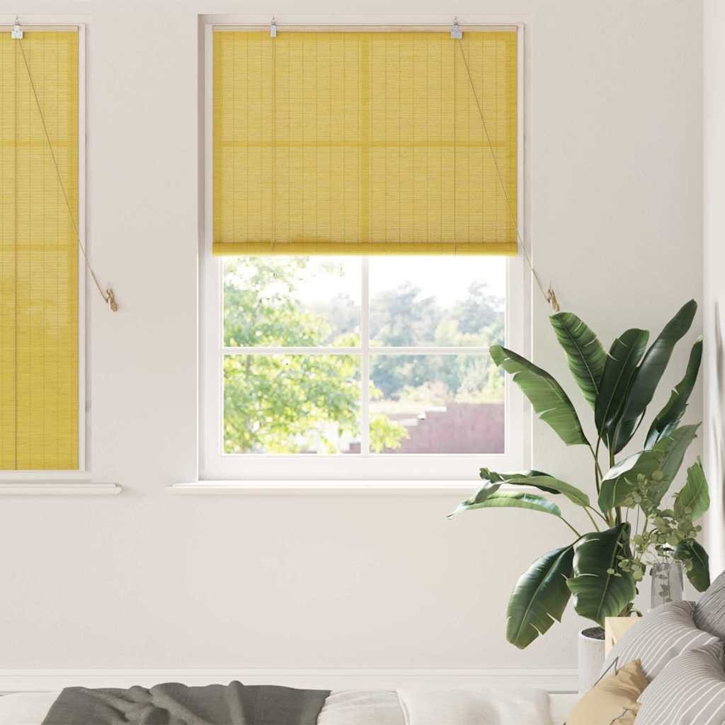 Roller Blind Yellow 120 x 160 cm Bamboo