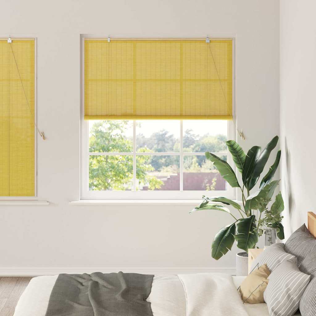 Roller Blind Yellow 140 x 160 cm Bamboo