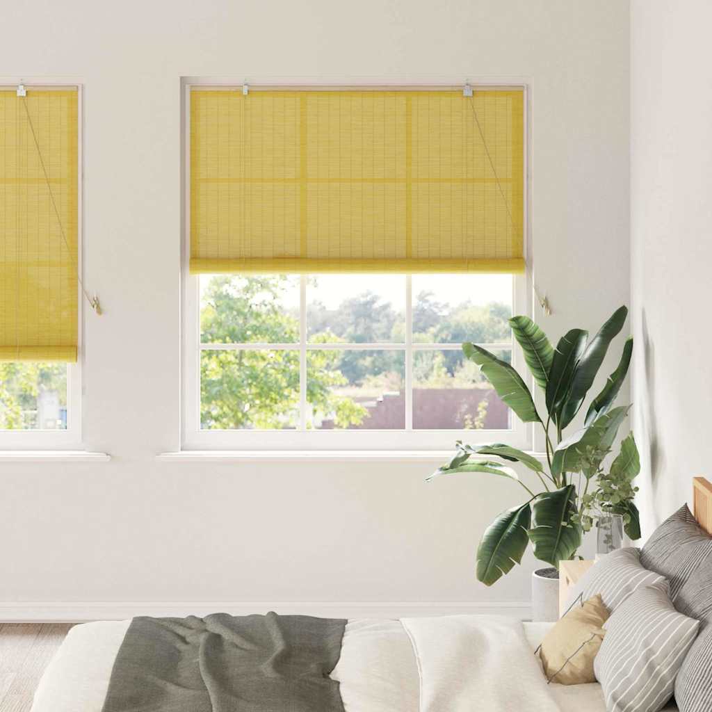 Roller Blind Yellow 150 x 220 cm Bamboo