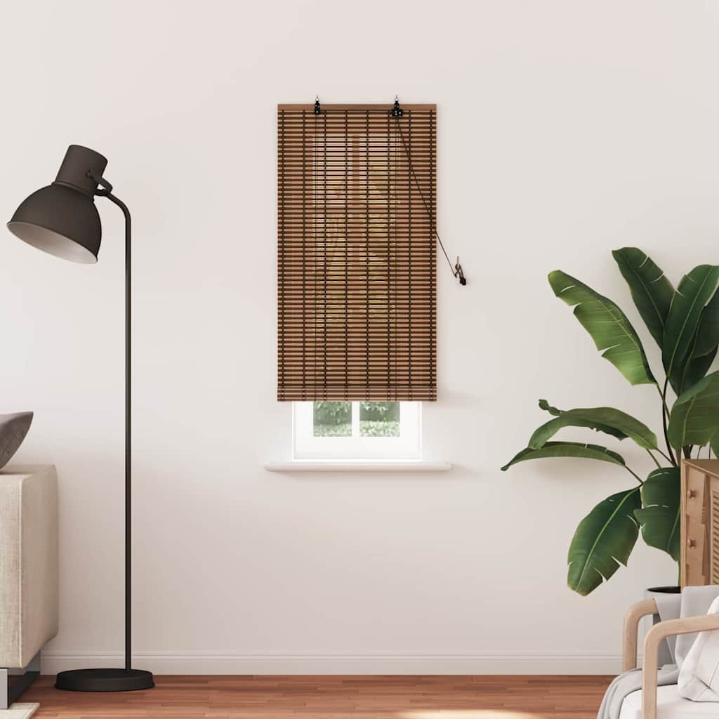 Roller Blind with Curtains Manual Brown 60 x 220 cm Bamboo