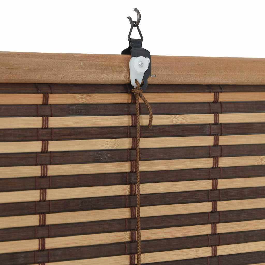 Roller Blind with Curtains Manual Brown 90 x 160 cm Bamboo