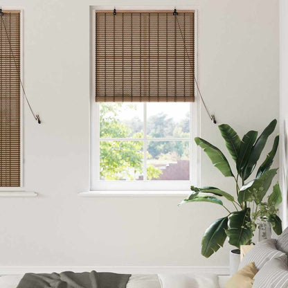 Roller Blind with Curtains Manual Brown 90 x 160 cm Bamboo