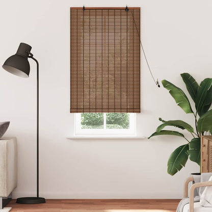 Roller Blind with Curtains Manual Brown 90 x 220 cm Bamboo