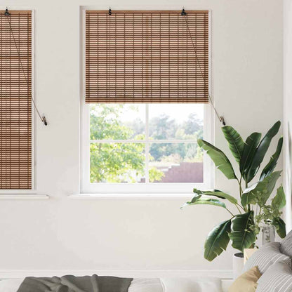 Roller Blind with Curtains Manual Brown 100 x 160 cm Bamboo