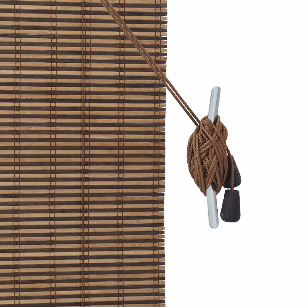 Roller Blind with Curtains Manual Brown 100 x 220 cm Bamboo
