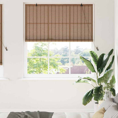 Roller Blind with Curtains Manual Brown 150 x 220 cm Bamboo