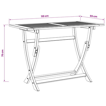 Sydney Rectangle Table Brown 110 x 55 x 75 cm Solid Acacia Wood