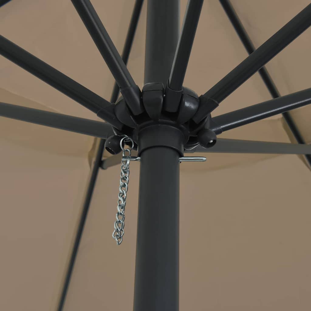 Garden Parasol Taupe 394 x 394 x 248 cm Polyester and Steel