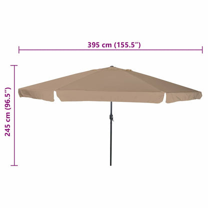 Garden Parasol Taupe 394 x 394 x 248 cm Polyester and Steel