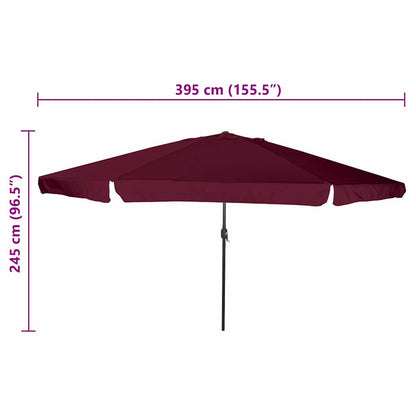 Garden Parasol Bordeaux Red 394 x 394 x 248 cm