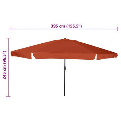 Garden Parasol Terracotta 394 x 394 x 248 cm