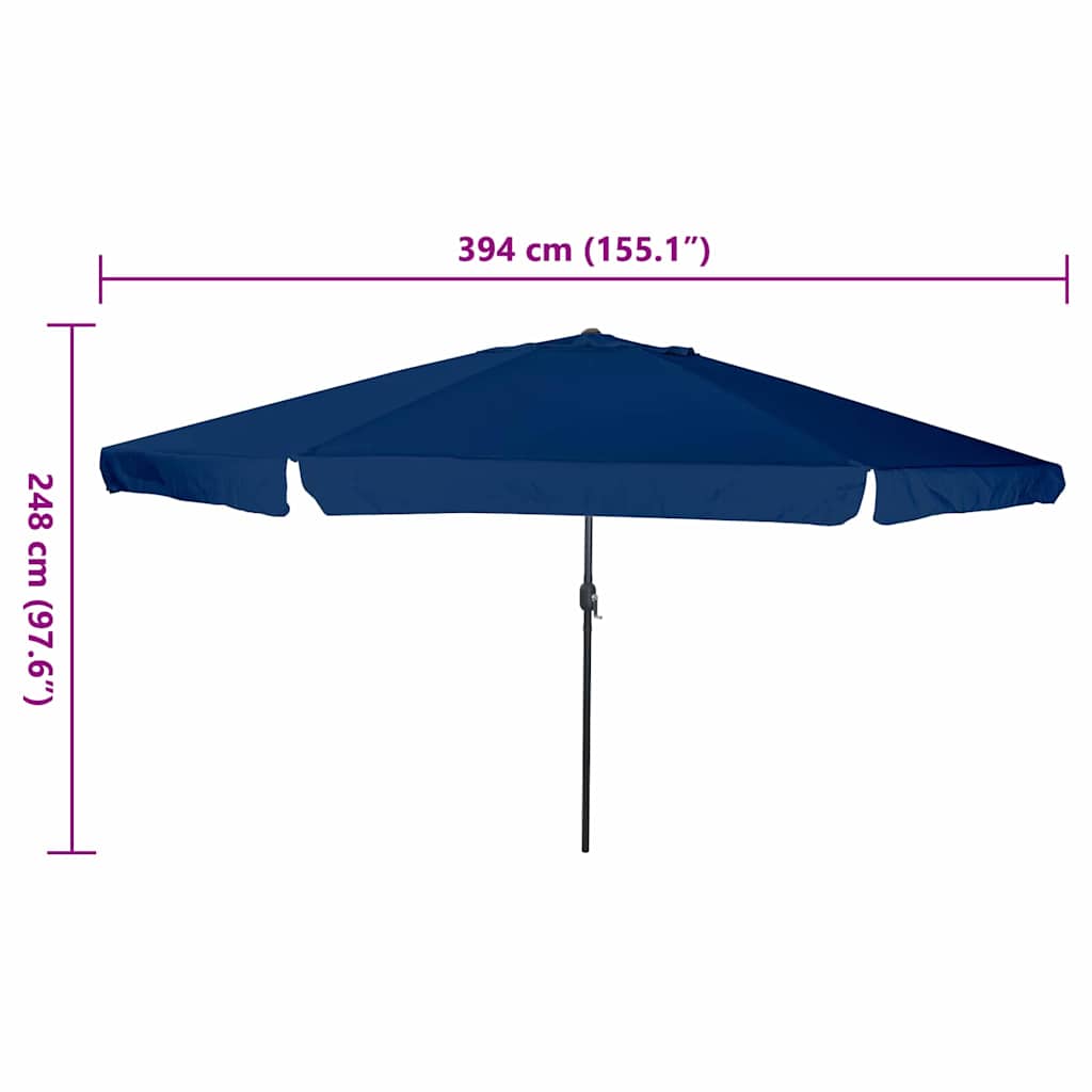 Garden Parasol Azurblau 394 x 394 x 248 cm Polyester and Steel