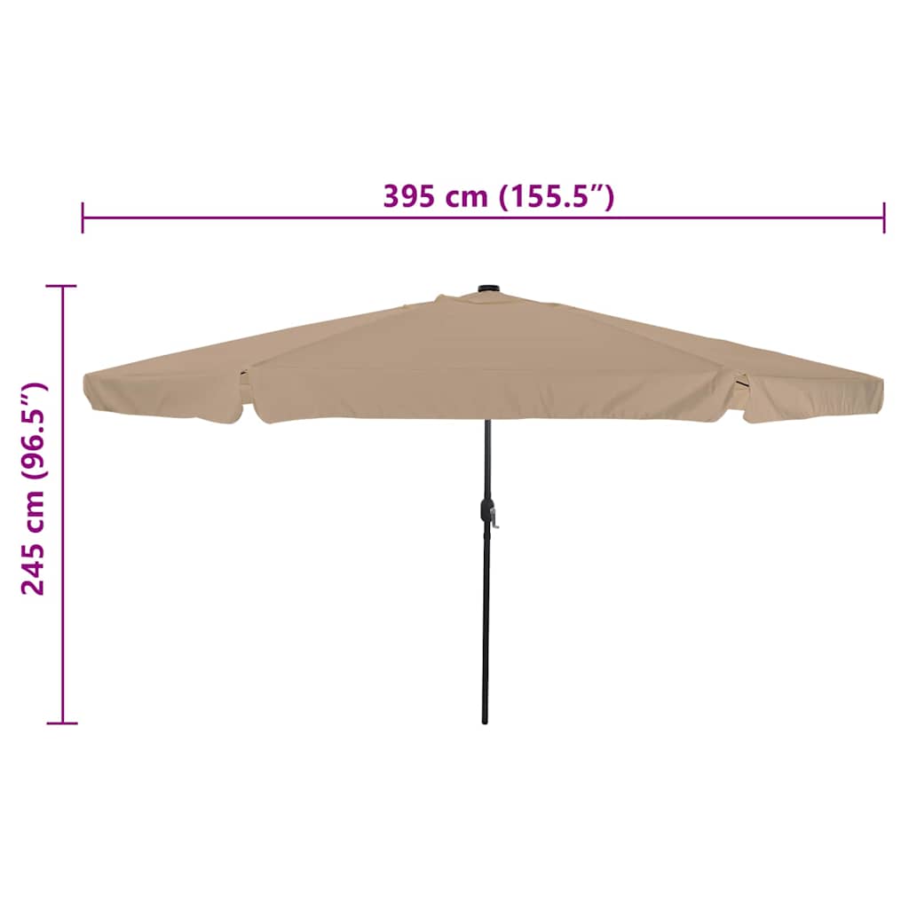 Garden Parasol Taupe 395 x 395 x 245 cm Polyester