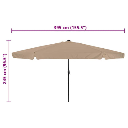 Garden Parasol Taupe 395 x 395 x 245 cm Polyester