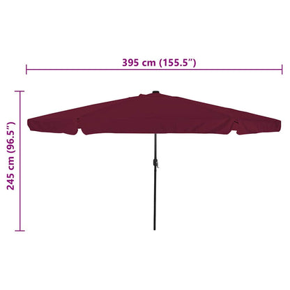 Garden Parasol Bordeaux Red 395 x 395 x 245 cm Polyester