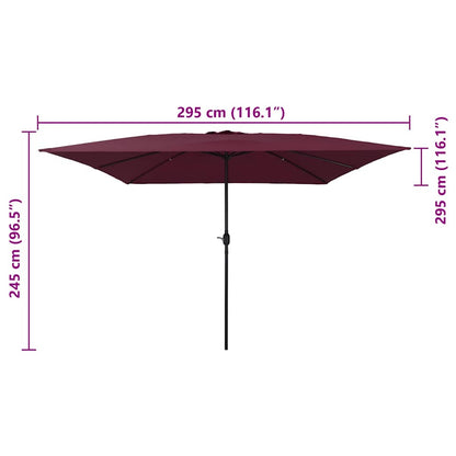 Garden Parasol Bordeaux Red 295 x 295 x 245 cm