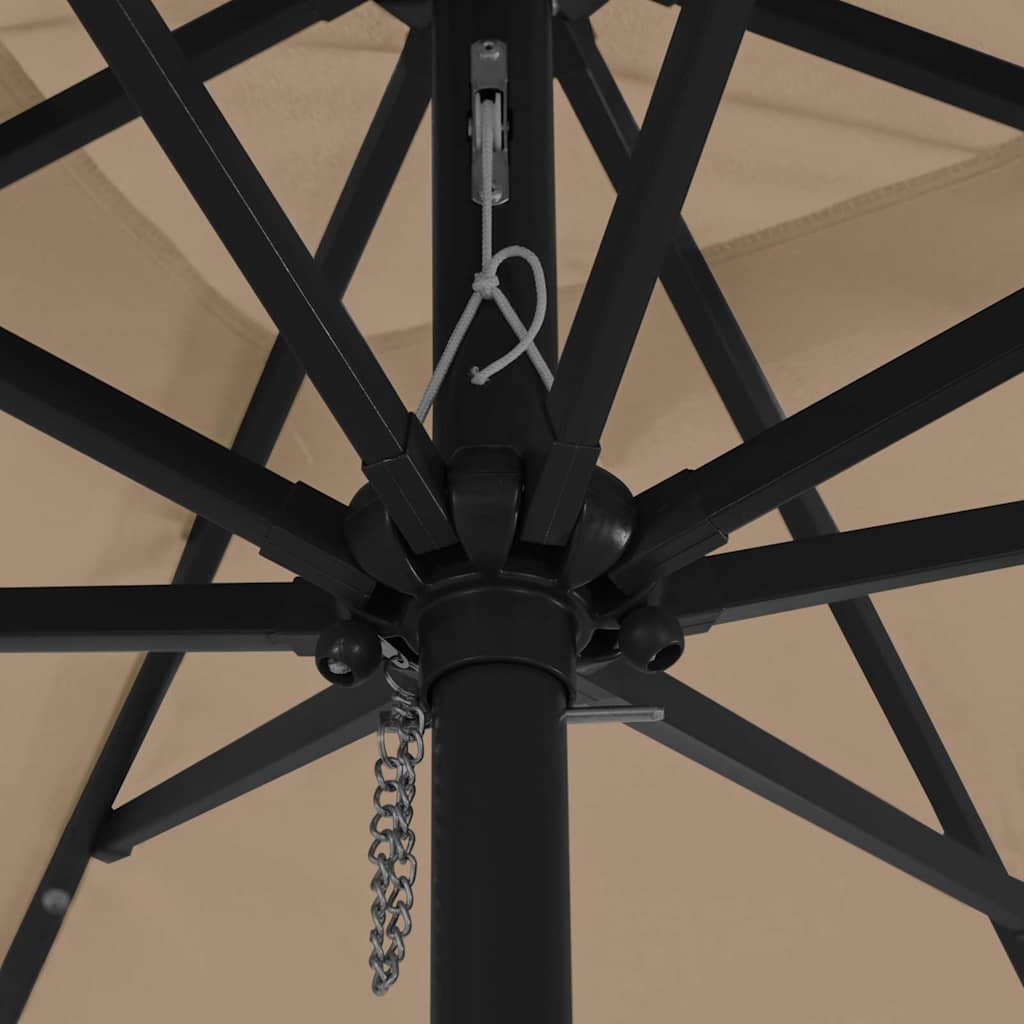 Garden Parasol Taupe 295 x 295 x 245 cm Polyester and Steel