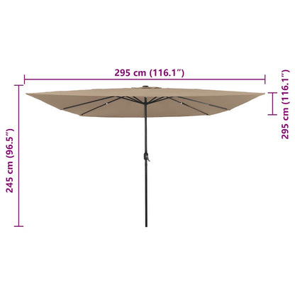 Garden Parasol Taupe 295 x 295 x 245 cm Polyester and Steel