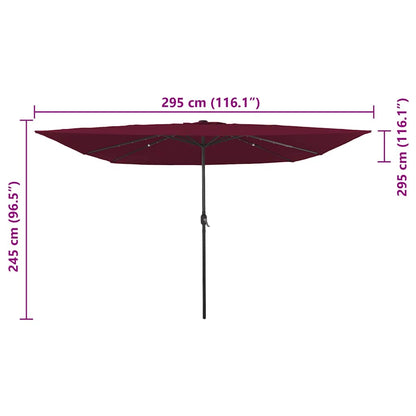Garden Parasol Bordeaux Red 295 x 295 x 245 cm