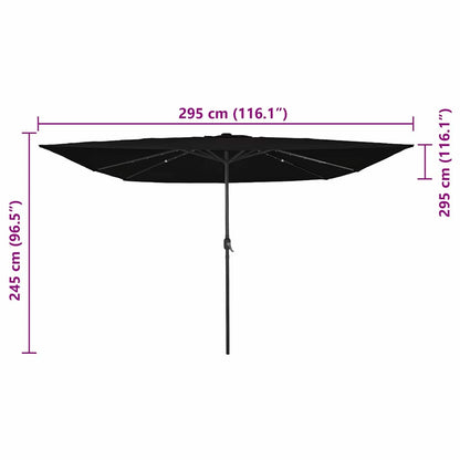 Garden Parasol Black 295 x 295 x 245 cm Polyester and Steel