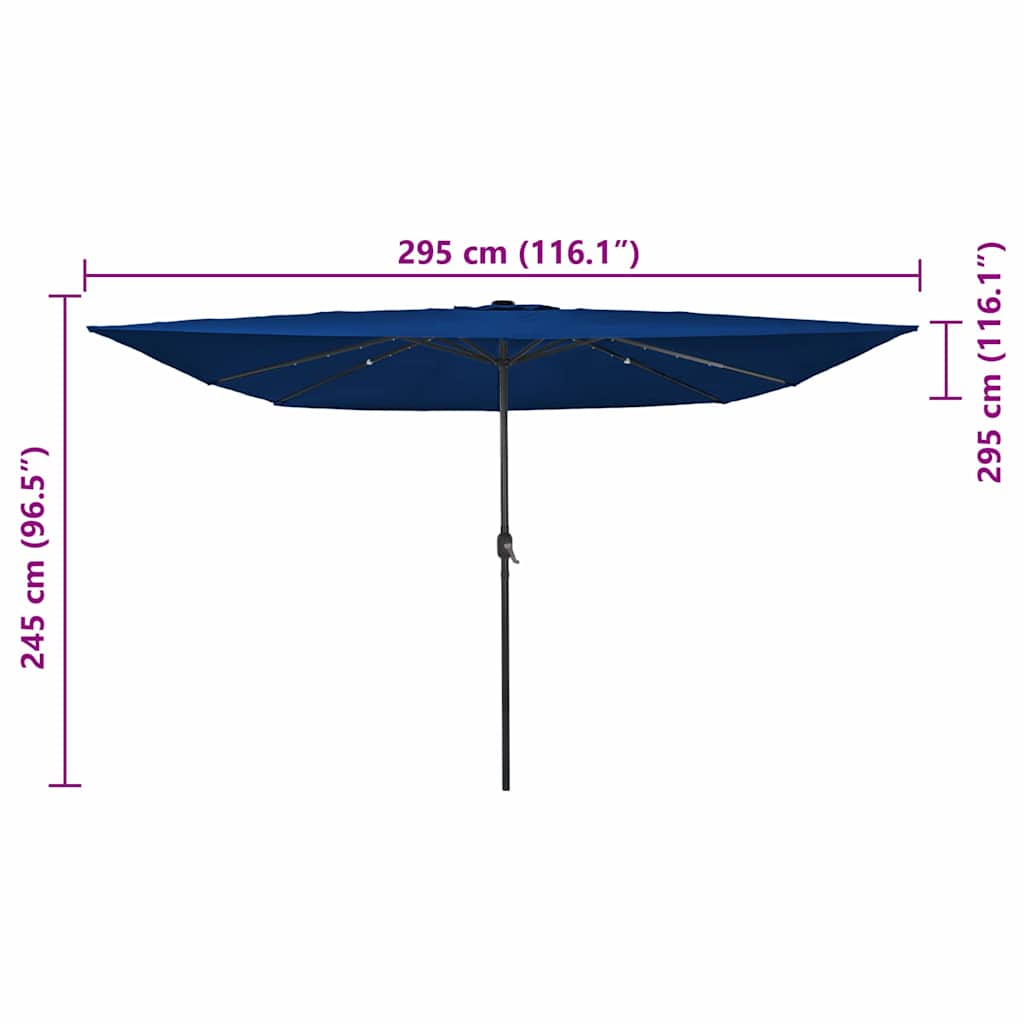 Garden Parasol Azurblau 295 x 295 x 245 cm Polyester and Steel