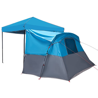 Camping Tent Set Folding 2 pcs Blue Taffeta and Fabric