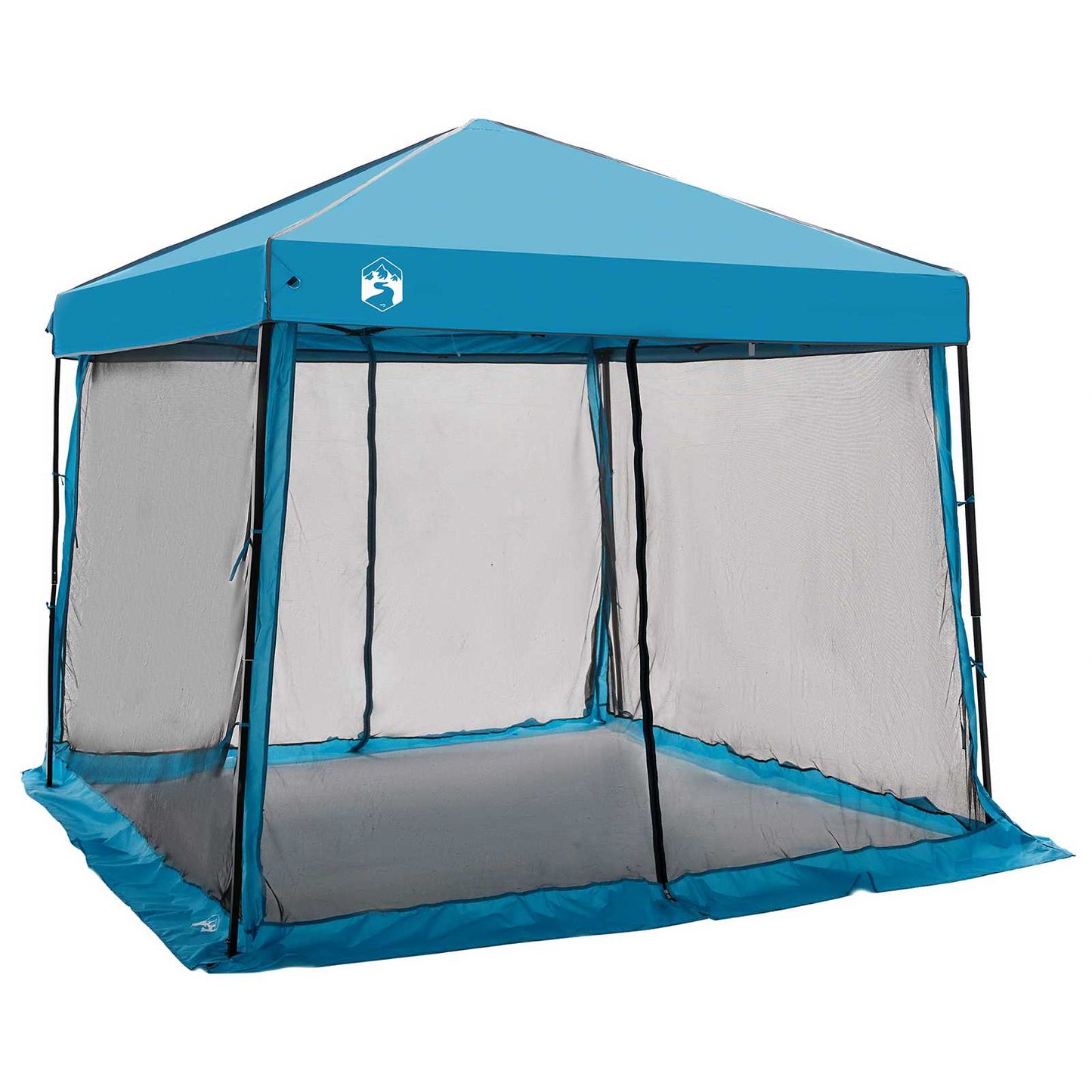 Camping Tent Set Folding 2 pcs Blue Taffeta and Fabric