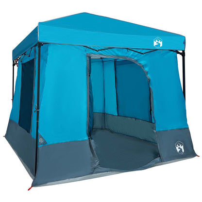 Camping Tent Set Folding 2 pcs Blue Taffeta and Fabric