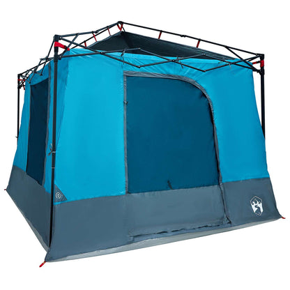 Camping Tent Set Folding 2 pcs Blue Taffeta and Fabric