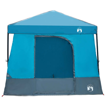 Camping Tent Set Folding 2 pcs Blue Taffeta and Fabric