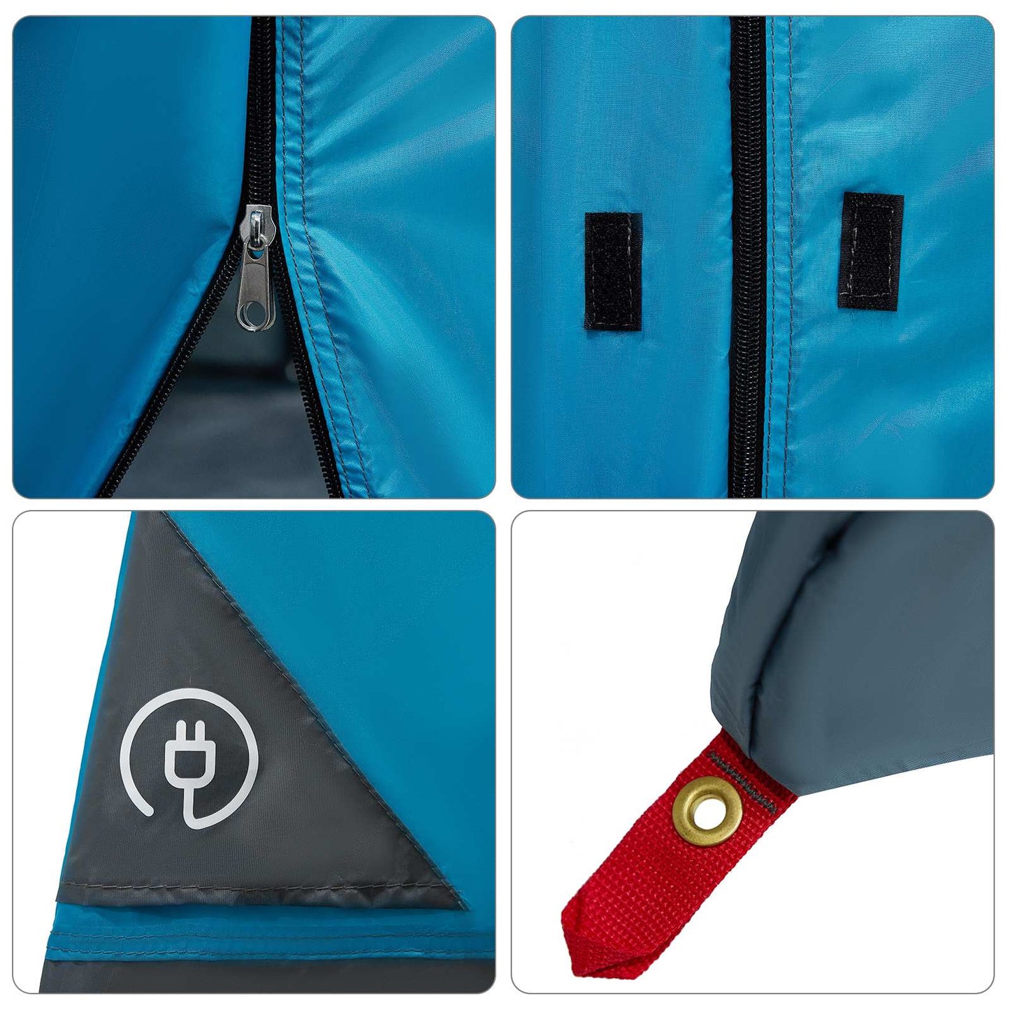 Camping Tent Set Folding 2 pcs Blue Taffeta and Fabric