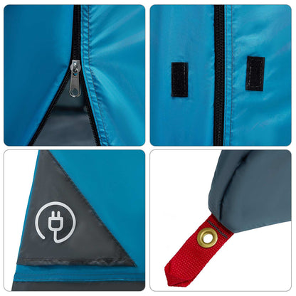 Camping Tent Set Folding 2 pcs Blue Taffeta and Fabric