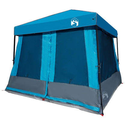 Camping Tent Set Folding 2 pcs Blue Taffeta and Fabric